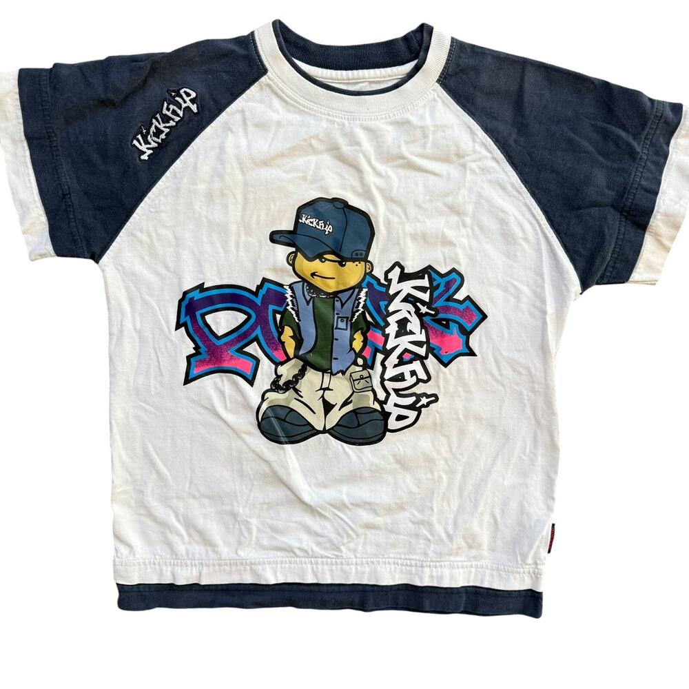 Kick Kid Boys’ Graphic T-Shirt Size 8 - White/Black Streetwear Style